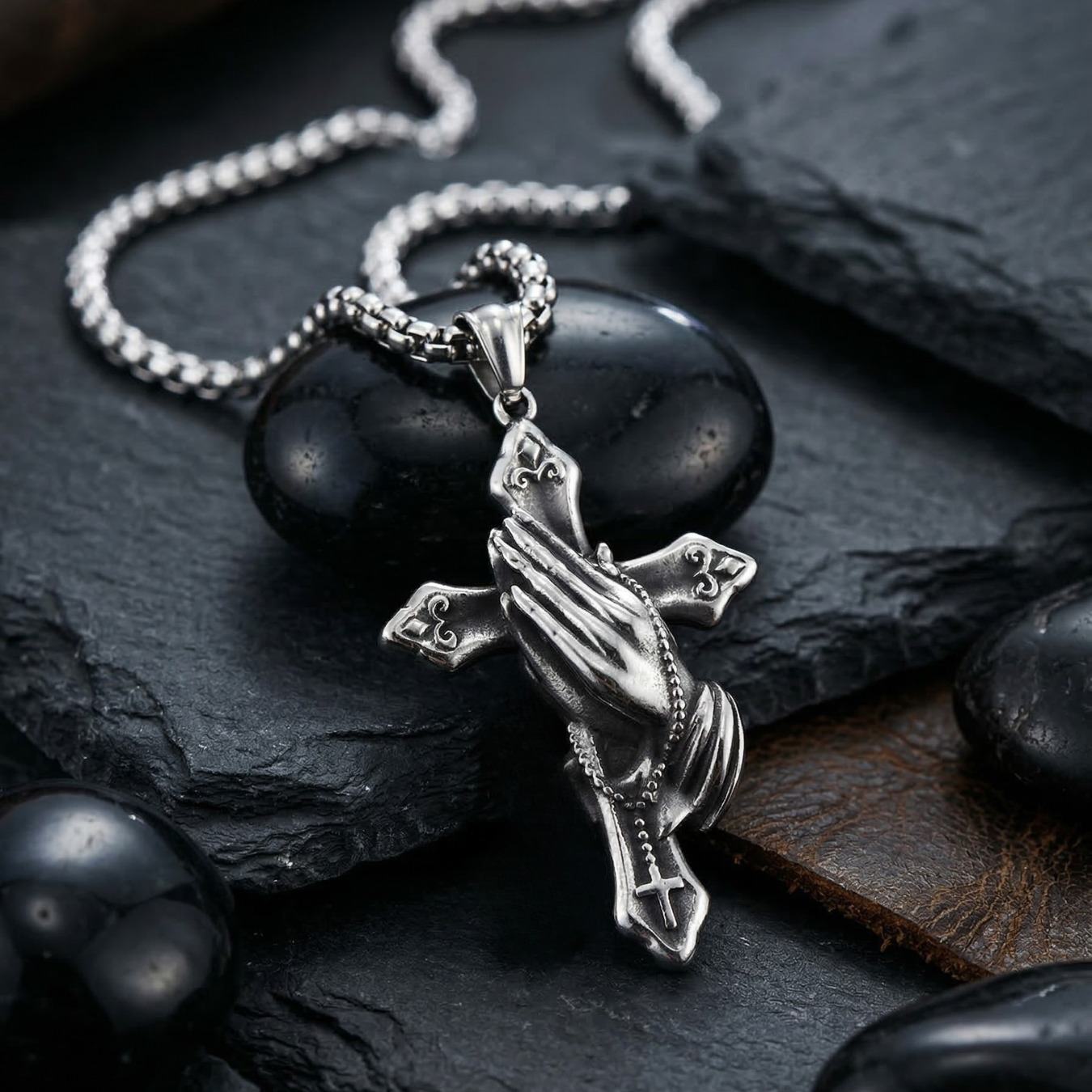Cross Necklace With Praying Hands: Each Purchase Directly Supports Communities In Need