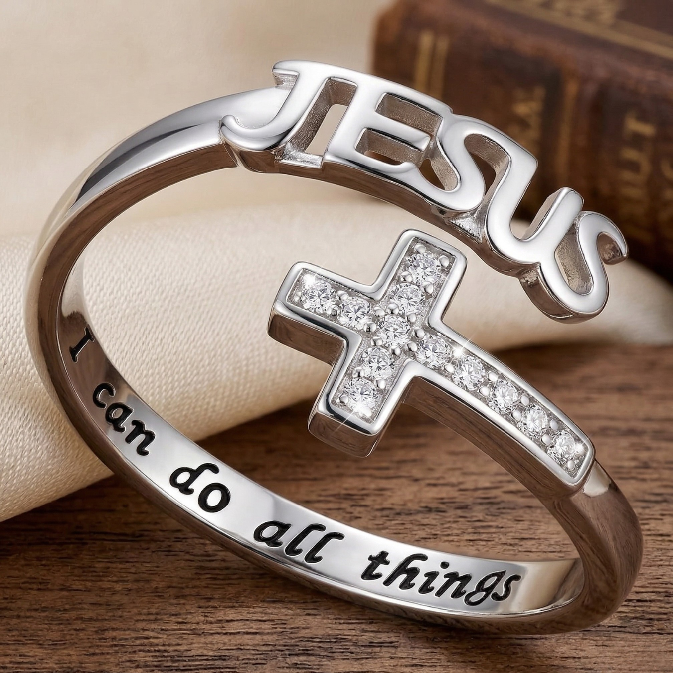 Jesus Cross Ring With Crystals: Each Purchase Directly Supports Communities In Need