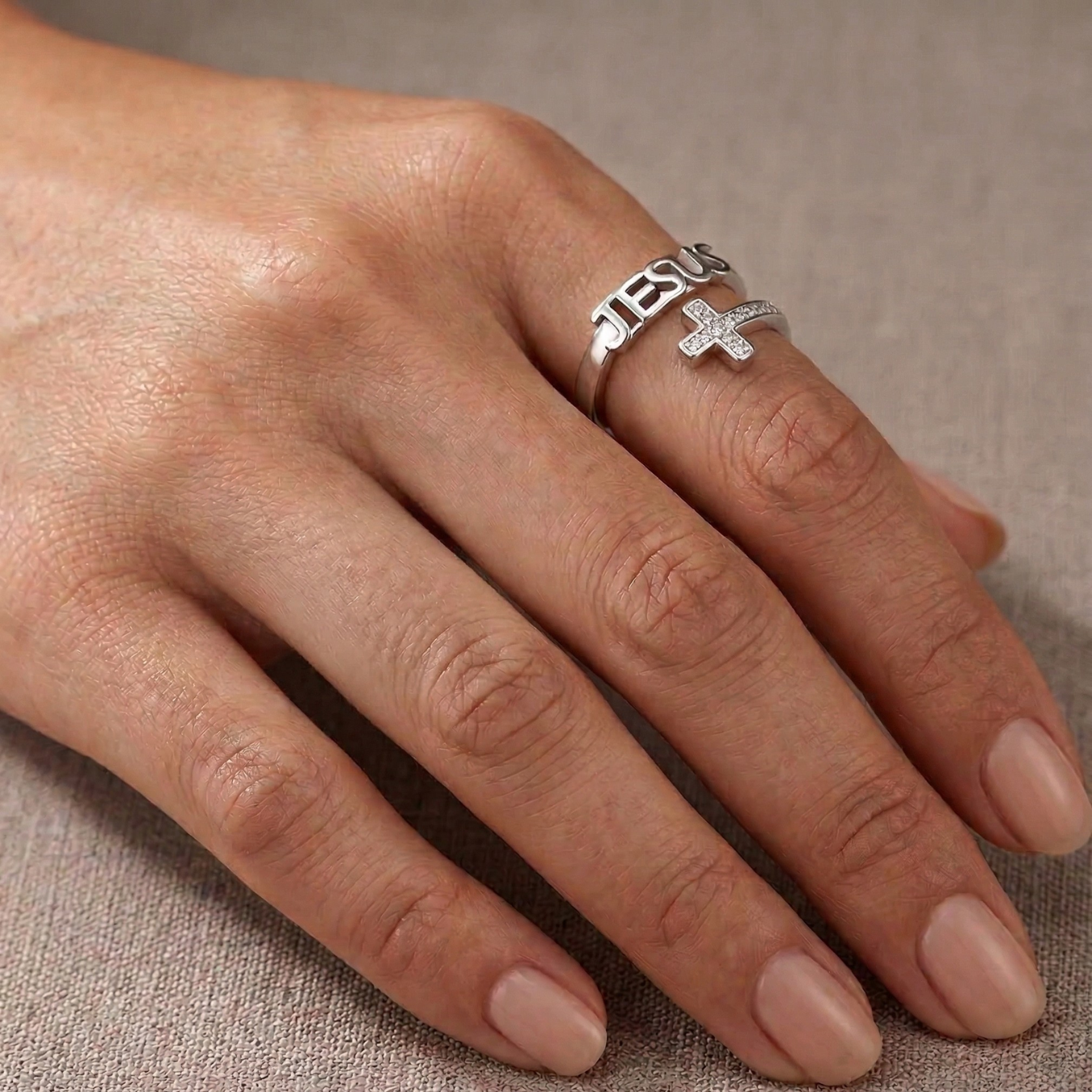 Jesus Cross Ring With Crystals: Each Purchase Directly Supports Communities In Need