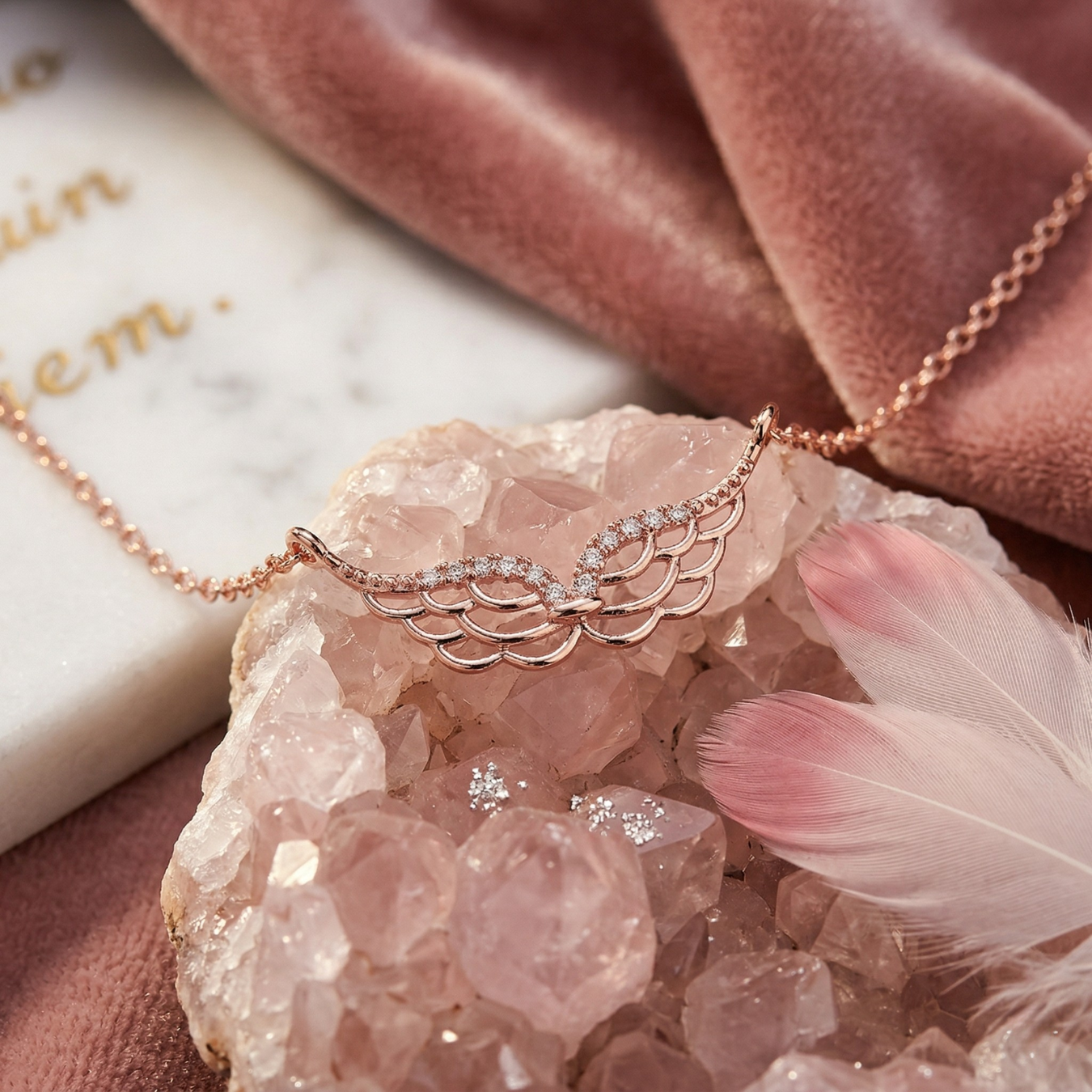 Rose Gold Wings Necklace With Crystals: Each Purchase Directly Supports Communities In Need