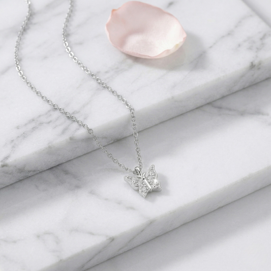 Butterfly Necklace With Crystals: Each Purchase Directly Supports Communities In Need