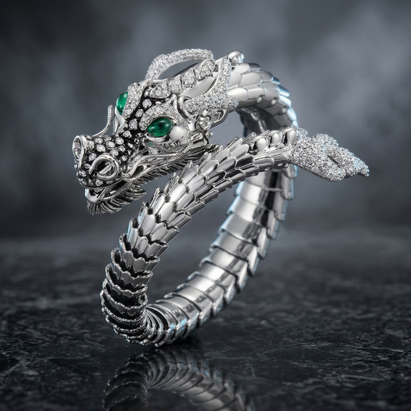 Tibetan Dragon Bracelet With Emerald Eyes: Each Purchase Directly Supports Communities In Need