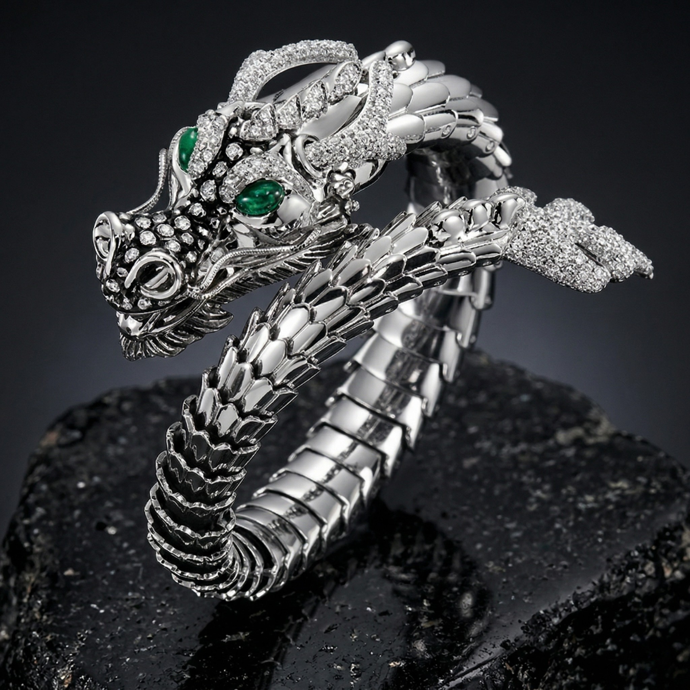 Tibetan Dragon Bracelet With Emerald Eyes: Each Purchase Directly Supports Communities In Need