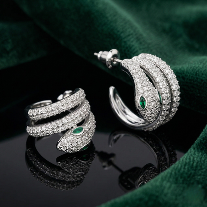 Crystal Snake Earrings With Emerald Eyes: Each Purchase Directly Supports Communities In Need