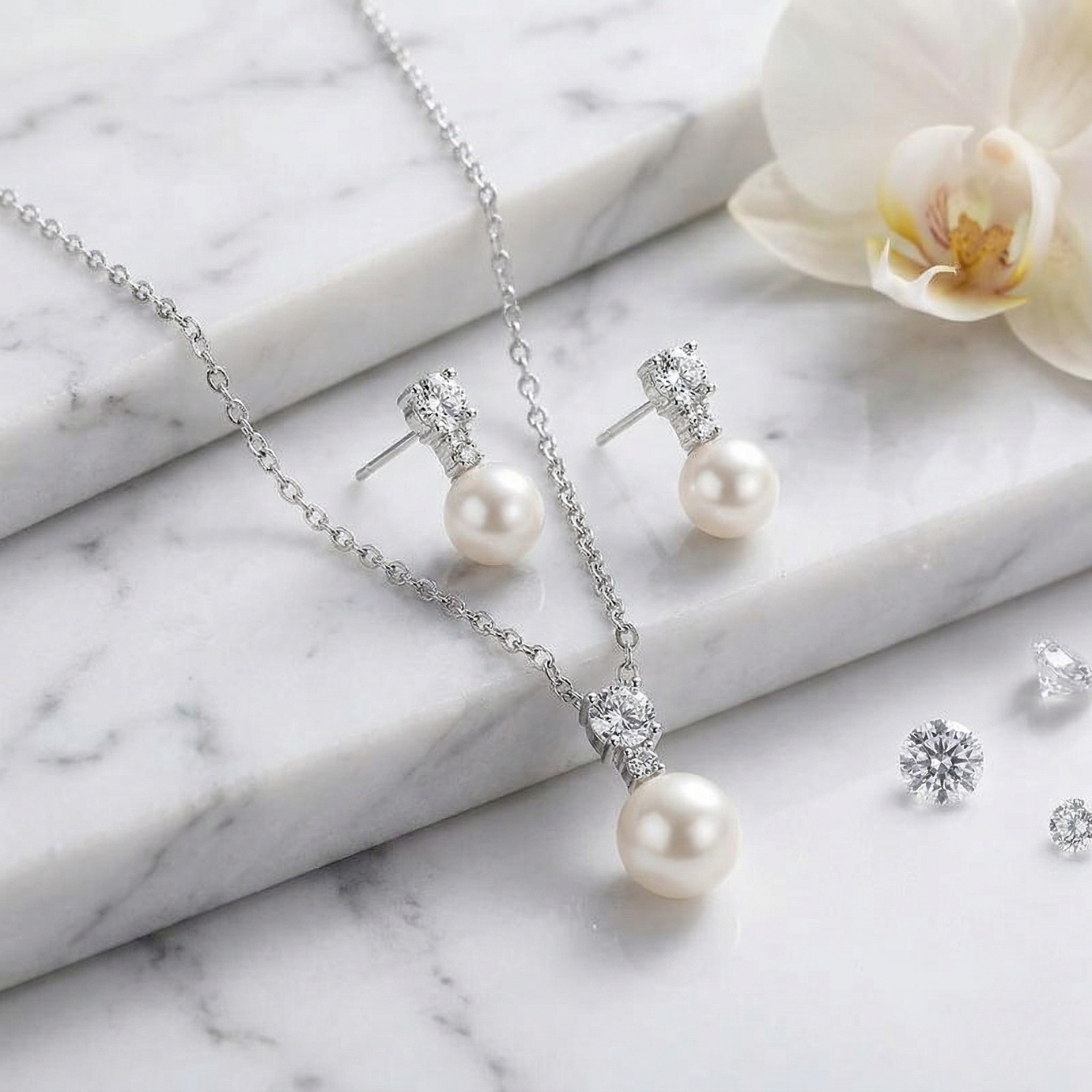 Handmade Pearl Set Necklace + Earrings: Each Purchase Directly Supports Communities In Need