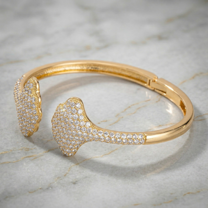 Crystal Leaf Open Bracelet: Each Purchase Directly Supports Communities In Need